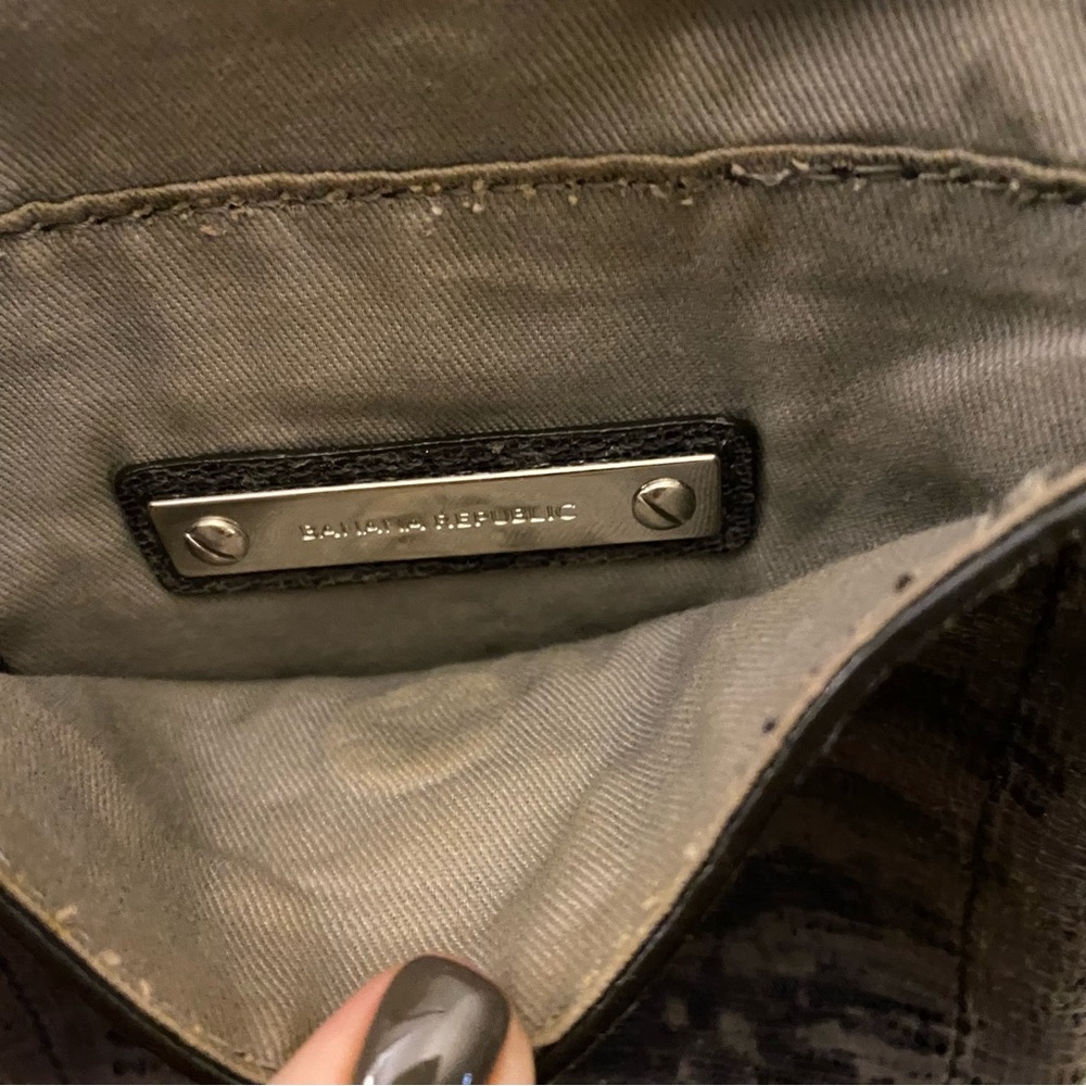 Banana Republic Grey Leather Python Textured Cros… - image 5